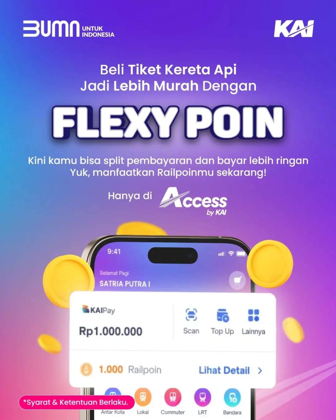 KAI Flexy Poin Hadirkan Pengalaman Baru, Tiket Kereta Api Bisa Dibayar Campuran